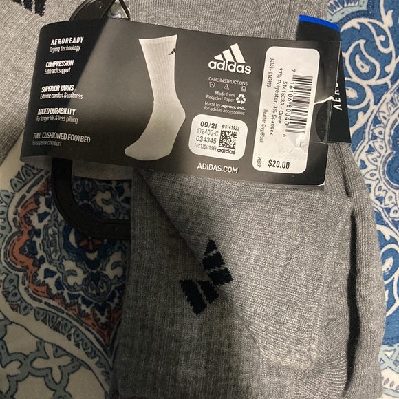 Adidas mens cushioned compression socks. 6 pairs, shoe size 6-12 - Picture 3 of 3